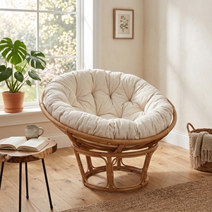 Silla Papasan Cirebon Mandola con Núcleo de Ratán y Tela Daphnie, Estilo Resort Premium, Asientos de Patio para Exteriores, Juego de Cojines Tejidos - Product Image 2