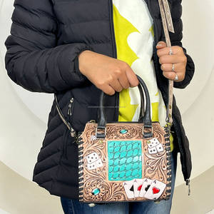 Bolso de Mano Pequeño de Cuero Repujado Estilo Western para Mujer, Bolso de Hombro de Diseño de Lujo, Bolso Tipo Barril, Mini Bolso de Viaje Premium - Product Image 4