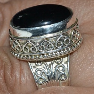 Black Onyx <b>Ring</b> 925 Sterling <b>Silver</b> Handmade Boho <b>Statement</b> Promise <b>Ring</b> for Women Natural Oval Black Onyx <b>Ring</b> July Birthstone - Product Image 5