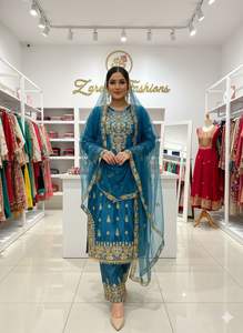 Traje Salwar de Tela de Seda Chinon de Diseño Moderno, Estilo Indio-Pakistaní, Exclusivo y Elegante para Mujer, Ideal para Fiestas, Bodas y Uso Casual - Product Image 5