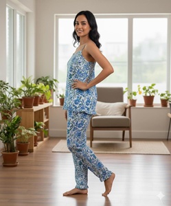 Cotton Night <b>Suit</b> Set <b>Women's</b> Floral Print Button Down Top Pajama Set Short Sleeve Summer Sleepwear <b>Lounge</b> Wear - Product Image 5