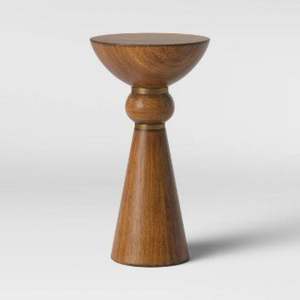 Mesa de Centro Redonda Rústica de Madera con Base Cónica, Mueble de Salón de Estilo Antiguo Hecho a Mano, Mesa Auxiliar Personalizada - Product Image 6