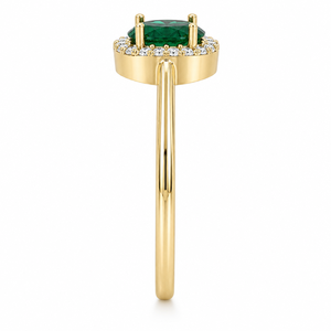 แหวนทรงวงรีคลาสสิกประดับมรกตสีเขียวแบบ Halo พร้อมใบรับรอง IGI ชุบโรเดียม ทอง 14K ตัวเรือนแบบ Prong Setting เพชรเพาะเลี้ยง รับสั่งทำตามแบบ OEM ODM ของขวัญ - Product Image 2