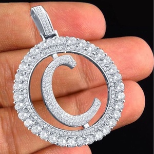 Colgante de Hip Hop Personalizado para Hombre, con Incrustaciones de Moissanita, Plata de Ley 925, Letra Inicial del Nombre, Colgante Circular Estilo Rapper - Product Image 3