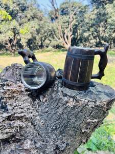 Chope à bière en bois faite à la main avec insert en acier inoxydable, design classique, poignée ergonomique, compatible lave-vaisselle, motif uni, coffret cadeau, pour fêtes et usage domestique - Product Image 3