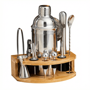 Set Professionale da Barman 12 Pezzi con Shaker Boston, Accessori per Cocktail e Drink Misti, Inclusi Supporto, Colino e Jigger - Product Image 1