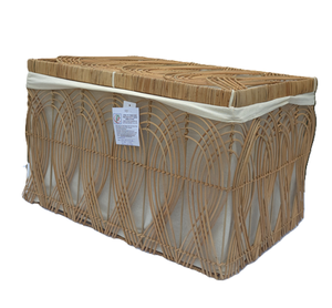 Natural rattan barrel <b>with</b> fabric-lined <b>lid</b> - Product Image 1