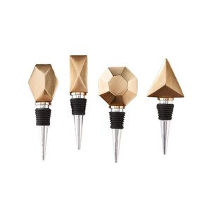 Luxury Gold <b>Wine</b> <b>Stopper</b> Set Modern Brass Finished Bottle Plugs with Silicone Seal for Barware Wholesale Decorative Wedding - Product Image 1