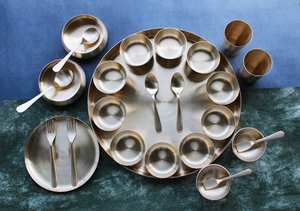 Juego de Vajilla Clásico de Bronce (Kansa) Resistente, Hermético, Reutilizable y Portátil para Novios - Product Image 4