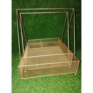 Cesta de malla metálica dorada de lujo con asa floral, hecha a mano, tamaños personalizados, cestas de regalo metálicas para bodas, Diwali y otras ocasiones. - Product Image 3