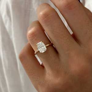 2 Carat Elongated Cushion Lab Created Diamond Engagement <b>Ring</b>, 14k Gold Minimalist <b>Thin</b> Solitaire <b>Ring</b>, IGI Certified - Product Image 1