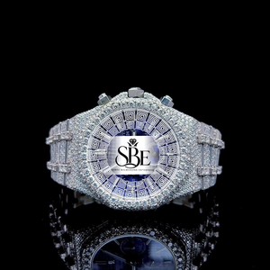 Montre-bracelet de luxe en acier inoxydable de qualité supérieure avec mouvement ETA, édition limitée 41 mm, verre serti de diamants, idéale pour les soirées et événements. - Product Image 1
