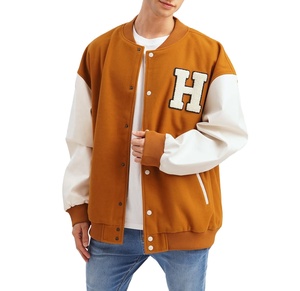 Veste universitaire personnalisée style décontracté avec logo / Vestes universitaires en laine Melton pour hommes en gros avec manches en cuir pour l'hiver - Product Image 5