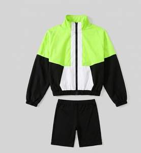 Ensemble survêtement 2 pièces pour femme, coupe oversize, style streetwear, coupe-vent, hiver, léger, respirant, séchage rapide, tissu nylon - Product Image 1