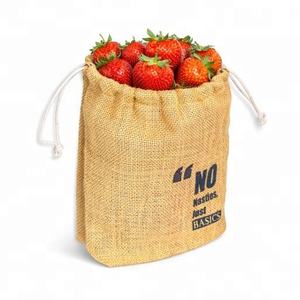 ถุงผ้าปอกระเจาแบบมีเชือกผูก ย่อยสลายได้ เป็นมิตรกับสิ่งแวดล้อม 100% ธรรมชาติ ใช้ซ้ำได้ เกรดสำหรับอาหาร ใส่ของขวัญ  พร้อมเชือกฝ้าย สำหรับการเดินทาง - Product Image 4