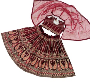 BIRTHDAY Party Special Occasion Wear Banarasi Silk Viscose Multi Stone <b>Mirror</b> Work Kids Salwar Gujarati Bridal Indian Clothes - Product Image 1