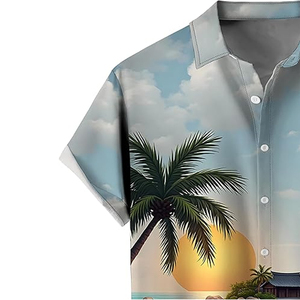 เสื้อชายหาดผู้ชายน้ำหนักเบาพิมพ์ลายดอกไม้ฮาวายลำลองแขนสั้นสำหรับวันหยุดฤดูร้อน - Product Image 2