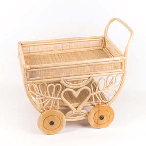 Carritos de juguete de madera para juego de simulación, carrito de juguete de ratán tejido, carritos de té para niños, gran oferta, carritos de juguete para bebidas - Product Image 2