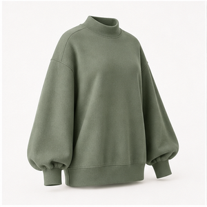 เสื้อสเวตเชิ้ตคอเต่าทรงโอเวอร์ไซส์สีเขียวเซจสำหรับผู้หญิง แขนทรงบอลลูน รุ่น WSS-0046 - Product Image 4