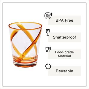[Holar] Taiwan Made Vintage Amber Swirl Stripes Design Reusable Shatterproof 15oz <b>Plastic</b> <b>Cups</b> for Outdoor Party Poolside - Product Image 2