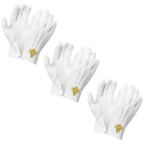Gants de cérémonie de haute qualité en coton blanc pour la tenue rituelle des fraternités, confortables et doux pour les mains - Product Image 5