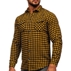 Camisas de Franela a Cuadros de Manga Larga para Hombre, de Algodón, con Botones, Corte Regular, Cómodas, Camisa Casual de Moda, Servicio OEM - Product Image 2
