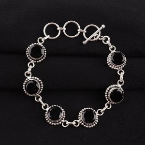 Black Onyx 925 Sterling Silver Handmade Luxury Gemstone <b>Bracelet</b> Women Vintage Rhodium/Gold Plated Elegant Anniversary Gift - Product Image 1