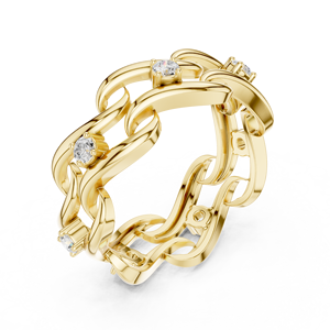 Anillo de Diamantes con Diseño de Viña Trenzada para Mujer, Chapado en Oro Amarillo, Joyería de Compromiso, Corte Brillante Redondo, Regalo de Aniversario - Product Image 4