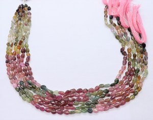 Perles de tourmaline naturelle multicolores, lisses, taillées en forme de poire, 4x6 mm, perles de pierres précieuses en tourmaline, brin de 12 pouces, tourmaline en forme de poire - Product Image 5
