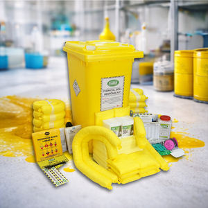 Kit Completo para Derrames Químicos de 240 Litros (63 Galones) con Almohadillas Absorbentes y Calcetines para Materiales Peligrosos en Contenedor con Ruedas de Alta Resistencia para Seguridad en el Lugar de Trabajo - Product Image 3