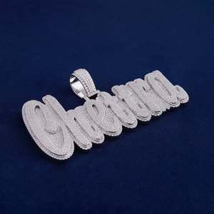 Pahal Jewels Custom Iced Moissanite Letter Pendant 925 Sterling Silver Name Charm Hip Hop Unisex Jewelry for Party <b>Gift</b> - Product Image 3