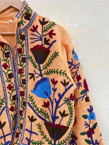 Handmade 100% Cotton Velvet Suzani Kimono Jacket | Autumn/Winter Breathable Eco-Friendly Quick Dry Anti-Wrinkle Quilted O-Neck - Product Image 4