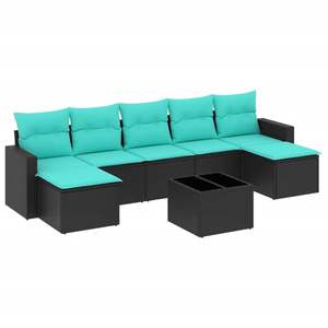 Juego de sofás de patio de ratán sintético negro de 8 piezas con cojines, elegantes muebles de exterior - Product Image 2
