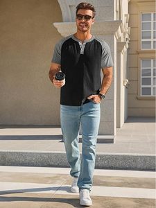 Men's Henley Shirts Raglan Short Sleeve Casual <b>Baseball</b> <b>Tees</b> Summer Classic Color Block Workout T- Shirts - Product Image 4