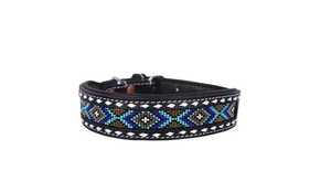 Collar de Perro Hecho a Mano con Cuentas de Cuero Premium, Patrón Geométrico, Estilo Occidental, Cierre de Hebilla Acolchada, Uso en Todas las Estaciones - Product Image 3
