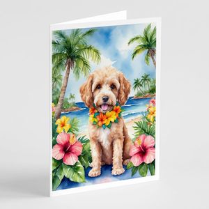 Whimsical A7 Size <b>5x7</b> Cockapoo Luau Blank Note Cards Pack of 8 with <b>Envelopes</b> for Greetings - Product Image 1