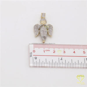 Luxury Angel Pendant With VVS Moissanite Diamonds In Yellow Gold Finish - Product Image 2