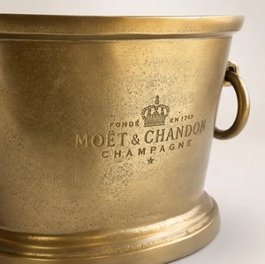 Seau à champagne vintage en laiton avec poignée, refroidisseur à vin artisanal, glacière de luxe pour bar, décoration pour fêtes et réceptions - Product Image 5