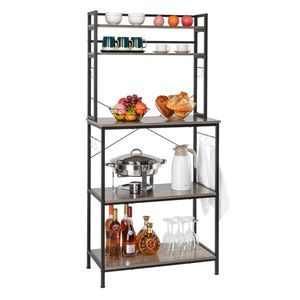 Carrello da Cucina a 5 Ripiani con 10 Ganci a S, Scaffale Portaoggetti e Supporto per Forno a Microonde - Product Image 2