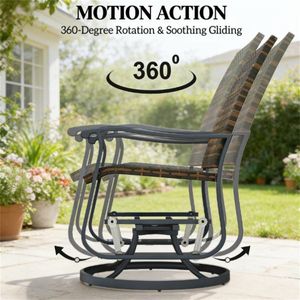 Set di Due Poltrone a Dondolo Marroni per Terrazza, Altalene da Giardino per Uso Esterno - Product Image 2