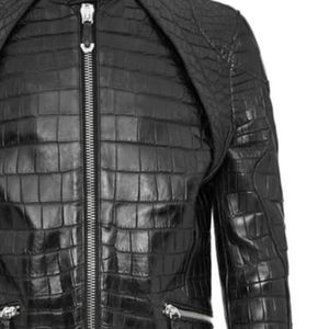 Nueva Chaqueta de Cuero Repujado Unisex de Alta Calidad, Cuello Alto, Logotipo Frontal, Antibacteriana, Resistente al Viento y Transpirable, en Tendencia y Superventas - Product Image 5