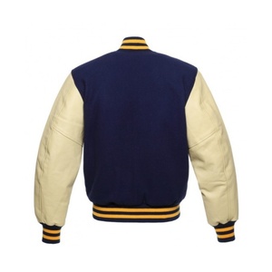 Veste de baseball noire personnalisée pour homme avec manches en cuir et patchs brodés sur mesure - Product Image 2