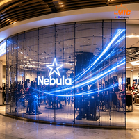 Écran LED transparent incurvé P2.6 à P7.82 pour vitrine de magasin phare, entrée de boutique de luxe et façade de centre commercial