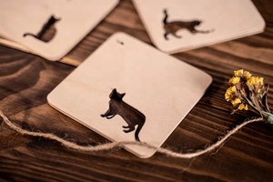 <b>Cat</b> Silhouette Laser Cut Solid Wood Coaster Handcrafted Heat Resistant Drink <b>Mat</b> Table Protector Coffee Tea Cup Holder Home Deco - Product Image 2