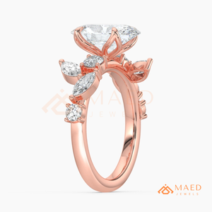 แหวนหมั้นเพชรโมอิสซาไนต์ทรงวงรี 14K โรสโกลด์ ประดับแบบคลัสเตอร์ ของขวัญเครื่องประดับเจ้าสาวสำหรับผู้หญิง สไตล์อเมริกันสุดฮิต - Product Image 6