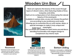 Urna funeraria de madera hecha a mano: Arte en resina de montaña y océano para cenizas humanas, tamaño mediano 9x5.5 pulgadas, caja para urna. - Product Image 4