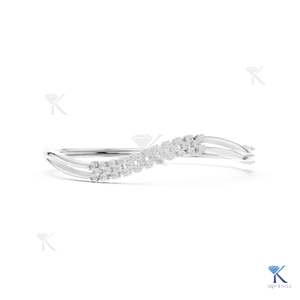 Lab Grown Diamond Wavy Contour <b>Bangle</b> 14K 18K <b>Solid</b> <b>Gold</b> Fine Women Multi Row Pave Luxury Jewelry Manufacturer Wholesale - Product Image 2