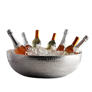 Hammered Copper Oval Beverage Tub Large Wine Chiller <b>Ice</b> <b>Bucket</b> with Brass Bands for Wedding Party <b>Table</b> Decor - Product Image 6