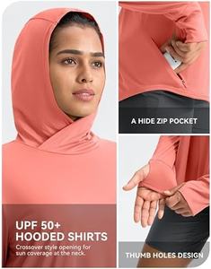 เสื้อมีฮู้ด UPF 50 + ดวงอาทิตย์ของผู้หญิง, เสื้อมีฮู้ด UV แขนยาวเสื้อแห้งเร็วตกปลาปีนเขา - Product Image 5