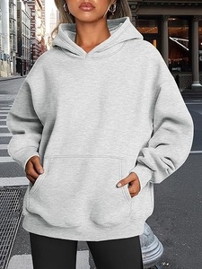 Sweat-shirt décontracté surdimensionné à capuche pour femme, en coton rayé tricoté respirant, à manches longues et épaules tombantes - Product Image 6